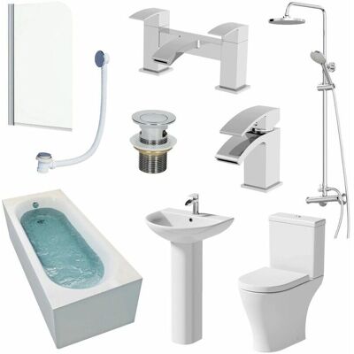 Affine 1700mm Single-Ended Bath - Screen - Bathroom Suite Affine 1700mm Single-Ended Bath - Screen - Bathroom Suite