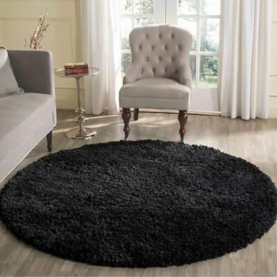 Serdim Rugs - Round 120x120cm - Black - Rug Serdim Rugs - Round 120x120cm - Black - Rug