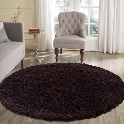 Serdim - Living Room Round Shaggy Area Rug - Brown - rug Serdim - Living Room Round Shaggy Area Rug - Brown - rug