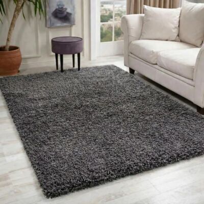 Serdim - Living Room Shaggy Rug - Dark Grey - Area Rug Serdim - Living Room Shaggy Rug - Dark Grey - Area Rug