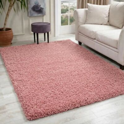 Serdim Rugs - Living Room Shaggy Area Rug - Baby Pink - Rug Serdim Rugs - Living Room Shaggy Area Rug - Baby Pink - Rug