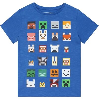 T-Shirt de Jeu de Personnage Pixelé Bleu Minecraft - Enfants - Publicité T-Shirt de Jeu de Personnage Pixelé Bleu Minecraft - Enfants - Publicité