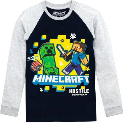 Minecraft Creeper Und Steve Langarm T-Shirt - T-Shirt Minecraft Creeper Und Steve Langarm T-Shirt - T-Shirt