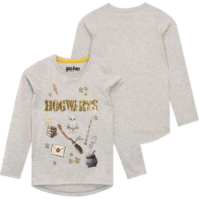 Camiseta de manga longa Harry Potter Hogwarts com lantejoulas mágicas - Camiseta Camiseta de manga longa Harry Potter Hogwarts com lantejoulas mágicas - Camiseta