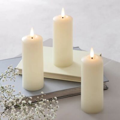 Lights4fun TruGlow Pillar - Ivory - 12.5cm - Candle Lights4fun TruGlow Pillar - Ivory - 12.5cm - Candle