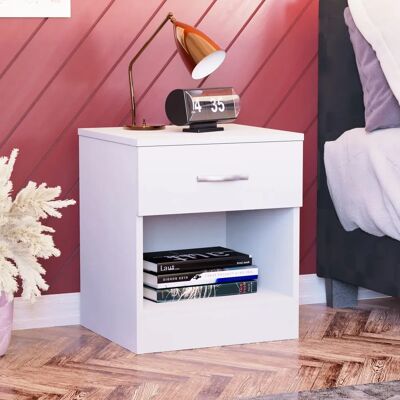 Vida Designs Nightstand - White - 1 Drawer - Nightstand Vida Designs Nightstand - White - 1 Drawer - Nightstand