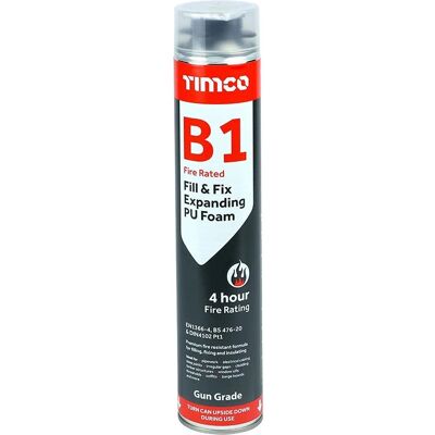 Timco - Fill & Fix Fire Rated Expanding PU Foam - 750ml - Grade d'Applicateur - PU Foam - Publicité Timco - Fill & Fix Fire Rated Expanding PU Foam - 750ml - Grade d'Applicateur - PU Foam - Publicité