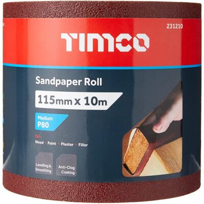 TIMCO 231210 Papier ścierny rolka - Ziarno 80, 115mm x 10m, Czerwony - Papier ścierny TIMCO 231210 Papier ścierny rolka - Ziarno 80, 115mm x 10m, Czerwony - Papier ścierny