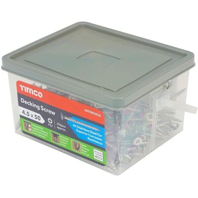 TIMCO Decking Screws - Countersunk Stainless Steel - All Sizes - 250pcs TIMCO Decking Screws - Countersunk Stainless Steel - All Sizes - 250pcs