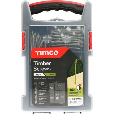Timco Timber Screws - Hex - Exterior - Green - 165 Pieces - Timber Screws Timco Timber Screws - Hex - Exterior - Green - 165 Pieces - Timber Screws