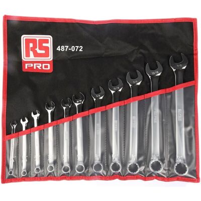 RS PRO Chrom-Vanadium 11-Teilig Gabelringschlüssel Satz - Schraubenschlüssel RS PRO Chrom-Vanadium 11-Teilig Gabelringschlüssel Satz - Schraubenschlüssel
