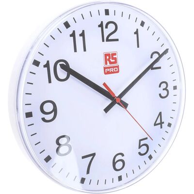 RS PRO Wanduhr - 300mm Weiß Quarz RS PRO Wanduhr - 300mm Weiß Quarz