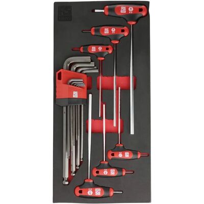 Set di chiavi esagonali RS PRO - 15 pezzi, metrico, estremità sferica, braccia lunghe Set di chiavi esagonali RS PRO - 15 pezzi, metrico, estremità sferica, braccia lunghe