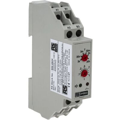 RS PRO Relais Temporisateur - 24V AC/DC, 0.3s-30h, SPDT, Montage DIN RS PRO Relais Temporisateur - 24V AC/DC, 0.3s-30h, SPDT, Montage DIN
