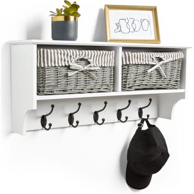 Vonhaus - Coat Rack Shelf - White - Storage Furniture Vonhaus - Coat Rack Shelf - White - Storage Furniture