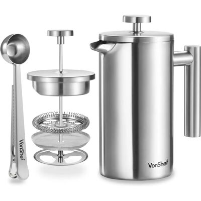 Vonshef - Cafetiere - 6 Cup - Double Wall - Coffee Maker Vonshef - Cafetiere - 6 Cup - Double Wall - Coffee Maker