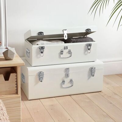 Beautify - Cream Metal Trunks - Storage Trunk Beautify - Cream Metal Trunks - Storage Trunk