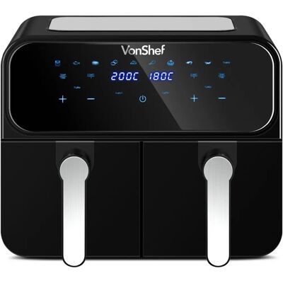 VonShef Dual Air Fryer 9L - Black - Air Fryer VonShef Dual Air Fryer 9L - Black - Air Fryer