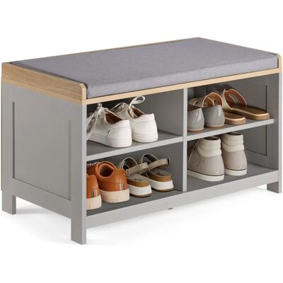 Vonhaus - Shoe Storage Bench W/ Padded Seat - Grey - Storage Bench Vonhaus - Shoe Storage Bench W/ Padded Seat - Grey - Storage Bench