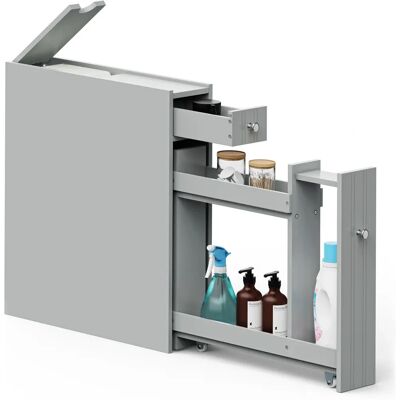 Vonhaus - Slim Bath Storage - Grey - Bathroom Cabinet Vonhaus - Slim Bath Storage - Grey - Bathroom Cabinet