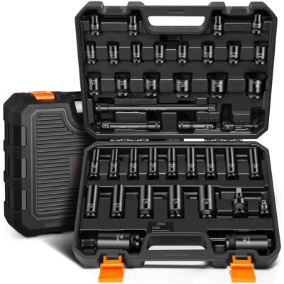 VonHaus - 40pcs Deep Impact Socket Set - 1/2 Drive VonHaus - 40pcs Deep Impact Socket Set - 1/2 Drive