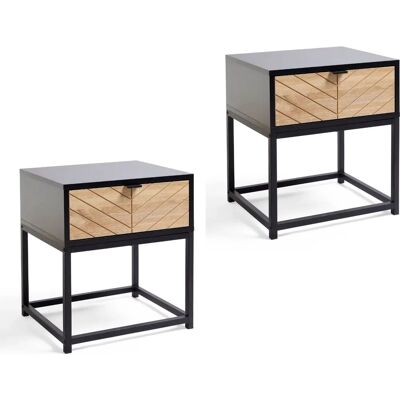 Vonhaus - Chevron - Black - Wood Effect - Side Table Vonhaus - Chevron - Black - Wood Effect - Side Table