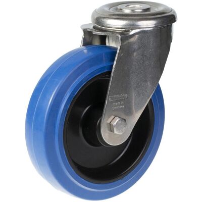 Parnells - 125mm SS swivel - sininen elastinen kumi - castor Parnells - 125mm SS swivel - sininen elastinen kumi - castor