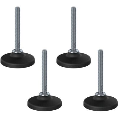 Pied de nivellement en acier inoxydable M12x100 - base en plastique de 80mm - 1000kg - Lot de 4 - Publicité Pied de nivellement en acier inoxydable M12x100 - base en plastique de 80mm - 1000kg - Lot de 4 - Publicité