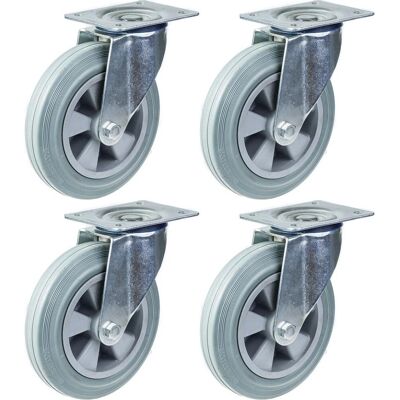 Parnells 200mm 8" Roues en Caoutchouc Grises Pivotantes - Publicité Parnells 200mm 8" Roues en Caoutchouc Grises Pivotantes - Publicité