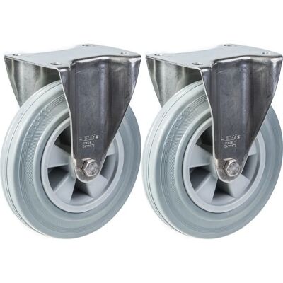 Ruota da 200mm Parnells - Gomma Grigia, Acciaio Inox Ruota da 200mm Parnells - Gomma Grigia, Acciaio Inox