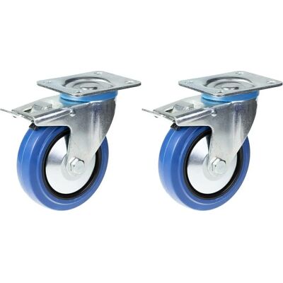 Parnells 125mm Modello - Ruota in Gomma Blu con Freno - Ruota Parnells 125mm Modello - Ruota in Gomma Blu con Freno - Ruota