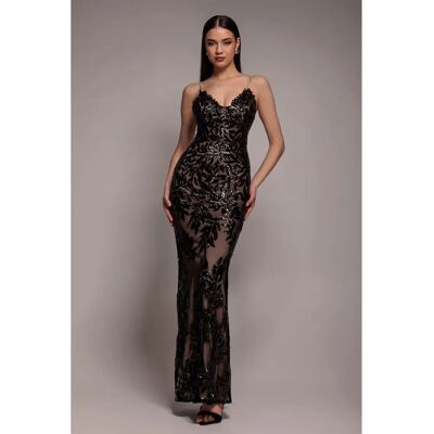 Goddiva Cross Back Diamante Strap Sequin Maxi - Jurk Goddiva Cross Back Diamante Strap Sequin Maxi - Jurk