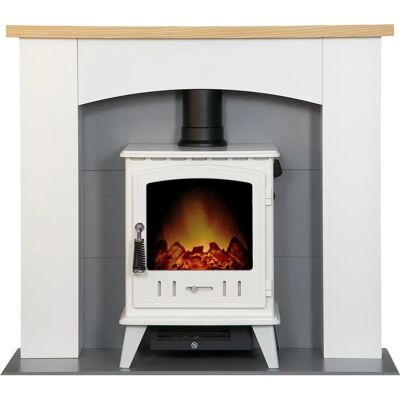 Adam Huxley - Aviemore Electric Stove - Pure White & Grey Adam Huxley - Aviemore Electric Stove - Pure White & Grey