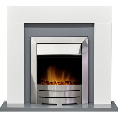 Adam Dakota - Dakota Fireplace - Pure White & Grey - Electric Fireplace Adam Dakota - Dakota Fireplace - Pure White & Grey - Electric Fireplace