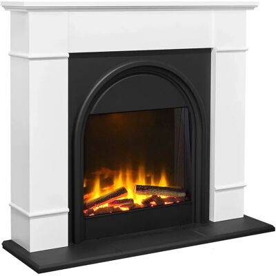 Adam Chesterfield Electric Fireplace Suite - White & Charcoal Grey - 44 Inch Adam Chesterfield Electric Fireplace Suite - White & Charcoal Grey - 44 Inch