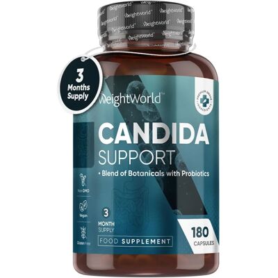 Suporte Candida WeightWorld com Aloe Vera, Ácido Caprílico, Probióticos - 3 Meses Suporte Candida WeightWorld com Aloe Vera, Ácido Caprílico, Probióticos - 3 Meses