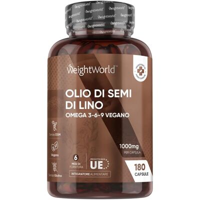 WeightWorld Cápsulas de óleo de linhaça - 2000mg por 2 cápsulas - 180 cápsulas WeightWorld Cápsulas de óleo de linhaça - 2000mg por 2 cápsulas - 180 cápsulas