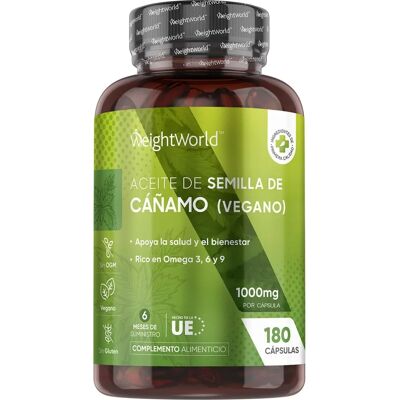 WeightWorld Óleo de Semente de Cânhamo 1000mg - 180 Softgel - Óleo de Semente de Cânhamo WeightWorld Óleo de Semente de Cânhamo 1000mg - 180 Softgel - Óleo de Semente de Cânhamo