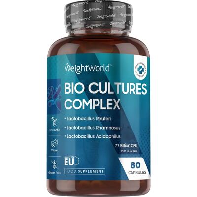 WeightWorld Bio Cultures Complex Probiotics - 77 Bilhões CFU - 20 Cepas - Cápsulas - Vegano WeightWorld Bio Cultures Complex Probiotics - 77 Bilhões CFU - 20 Cepas - Cápsulas - Vegano