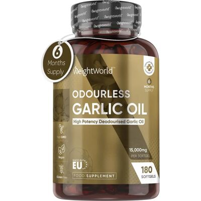 WeightWorld Odourless Garlic Capsules - 45000mg in 3 Softgels - High Strength Deodorised WeightWorld Odourless Garlic Capsules - 45000mg in 3 Softgels - High Strength Deodorised