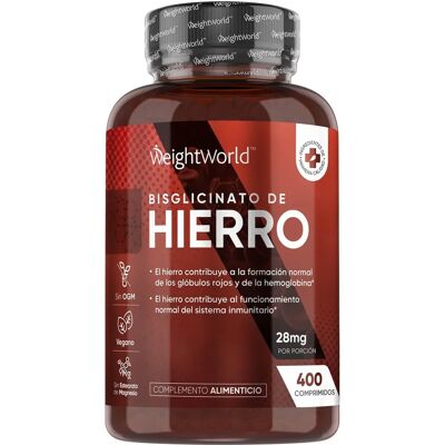 WeightWorld Vegan Iron Bisglycinate Tablets - 28mg, 400 pcs WeightWorld Vegan Iron Bisglycinate Tablets - 28mg, 400 pcs