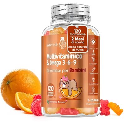 Maxmedix Multivitamina per Bambini - Lampone & Arancia - 120 Gummies - 2 Mesi Maxmedix Multivitamina per Bambini - Lampone & Arancia - 120 Gummies - 2 Mesi
