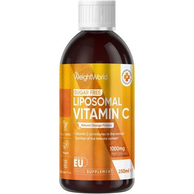 WeightWorld Lipossomal Vitamin C 1000mg - 250ml Sem açúcar Vitamina C Líquida com Sodium L-ascorbat, Vitamina E & Lecitina de Girassol, Alta Absorção - Vitamina C Líquida WeightWorld Lipossomal Vitamin C 1000mg - 250ml Sem açúcar Vitamina C Líquida com Sodium L-ascorbat, Vitamina E & Lecitina de Girassol, Alta Absorção - Vitamina C Líquida