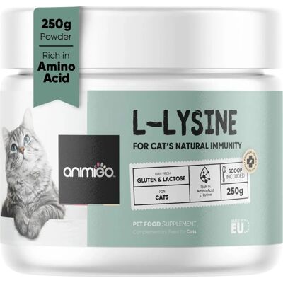 Animigo L-Lysine For Cats - 250g Powder - Immune Support Animigo L-Lysine For Cats - 250g Powder - Immune Support