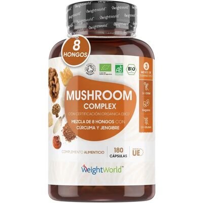 Complexo de Cogumelos Orgânico WeightWorld 8-180 Cápsulas - 1000mg - Crina de Leão e 7 Misturas de Cogumelos Complexo de Cogumelos Orgânico WeightWorld 8-180 Cápsulas - 1000mg - Crina de Leão e 7 Misturas de Cogumelos