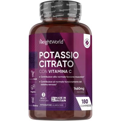 WeightWorld Citrato de potássio 1460mg com vitamina C - Comprimidos veganos - Fornecimento de 3 meses WeightWorld Citrato de potássio 1460mg com vitamina C - Comprimidos veganos - Fornecimento de 3 meses