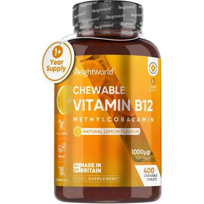 WeightWorld Vitamina B12 Mastigável Limão 1000mcg - Fornecimento 1+ Ano - Vegano WeightWorld Vitamina B12 Mastigável Limão 1000mcg - Fornecimento 1+ Ano - Vegano