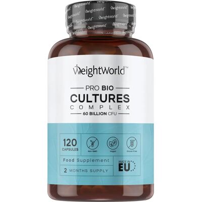 WeightWorld Bio Cultures Complex - 60 Billion CFU - 120 Vegan Capsules - Gut Health WeightWorld Bio Cultures Complex - 60 Billion CFU - 120 Vegan Capsules - Gut Health