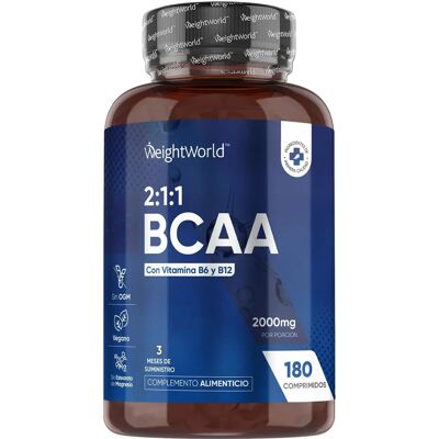 WeightWorld BCAA Compressa 2000mg - 180 Compresse di Proteine - Fornitura di 3 Mesi - Aminoacidi con B12 & B6 WeightWorld BCAA Compressa 2000mg - 180 Compresse di Proteine - Fornitura di 3 Mesi - Aminoacidi con B12 & B6