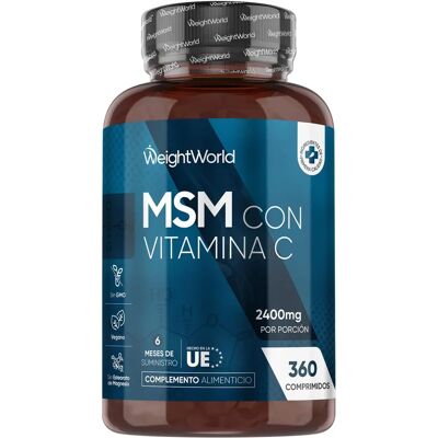 WeightWorld MSM-Nahrungsergänzungsmittel - 2400 mg hochwirksames Methylsulfonylmethan mit Vitamin C - Nahrungsergänzungsmittel für Gelenke - 360 Ve... WeightWorld MSM-Nahrungsergänzungsmittel - 2400 mg hochwirksames Methylsulfonylmethan mit Vitamin C - Nahrungsergänzungsmittel für Gelenke - 360 Ve...